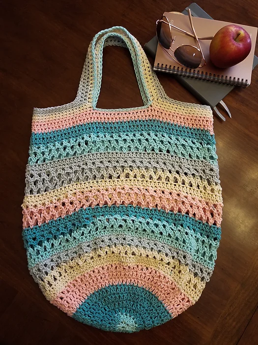 On the Go Market Bag Crochet Pattern Free shown laying empty