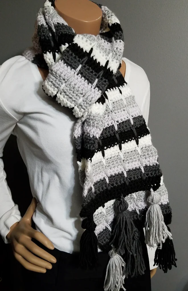 The Winter's Ice Tasselled Scarf Crochet Pattern
