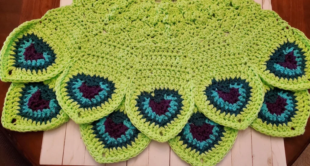 Tail feather detail from the Princess Peacock Blanket Crochet Pattern