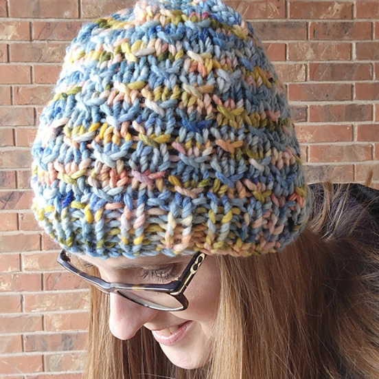 Woodland Cabin Chunky Knit Beanie Pattern Stitch Texture Close Up 