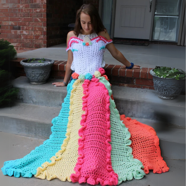 Crochet Unicorn Blanket Dress Pattern