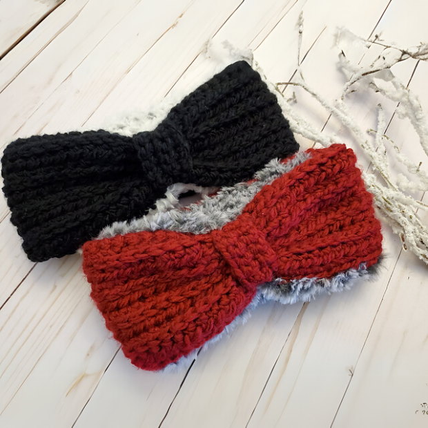Faux fur crochet headband free pattern