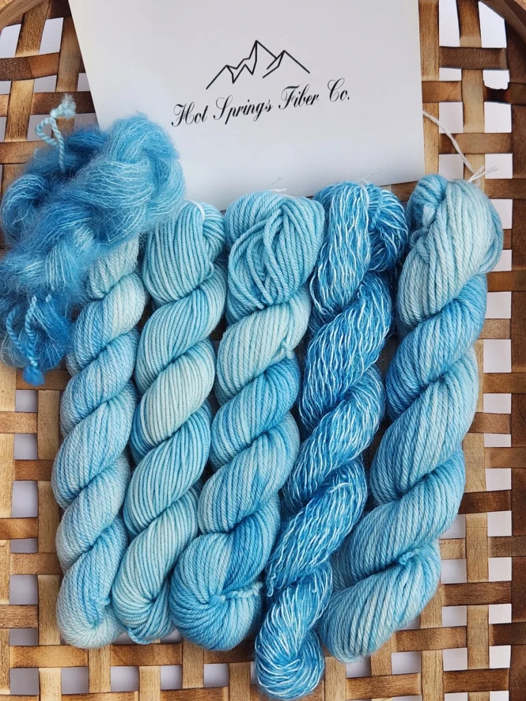 Blue yarn used to create the Twisted Textures Knit Cowl Pattern