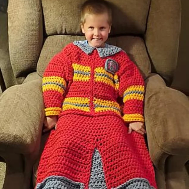 Wearable Crochet Fireman Blanket Pattern