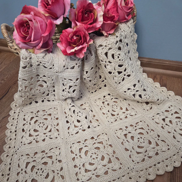 Sweet Scallops lacy baby blanket crochet pattern