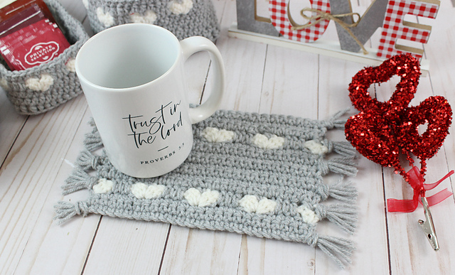 Crochet Heart Coaster Pattern Free