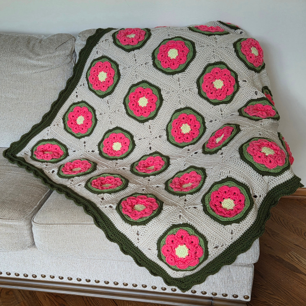 Free granny square knock out rose blanket crochet pattern