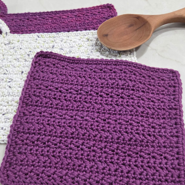 Free Garden Rows simple crochet dishcloth pattern