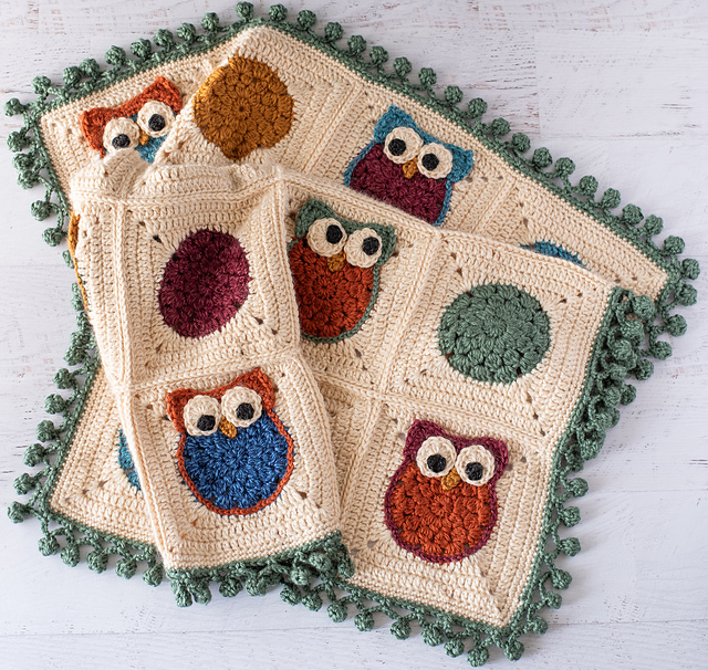 9. Free Owl Blanket Crochet Pattern