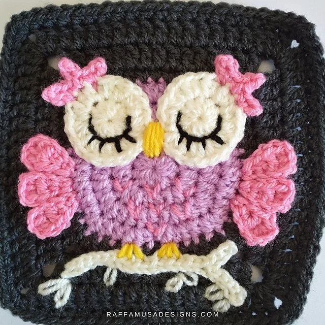 4. Free Granny Square Owl Crochet Pattern