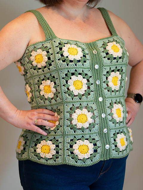 Flower Granny Square Crochet Tank Top